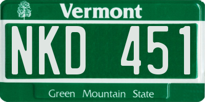 VT license plate NKD451