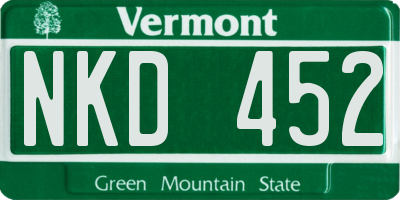 VT license plate NKD452