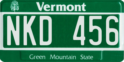 VT license plate NKD456