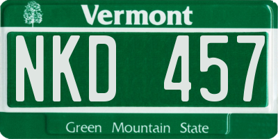 VT license plate NKD457