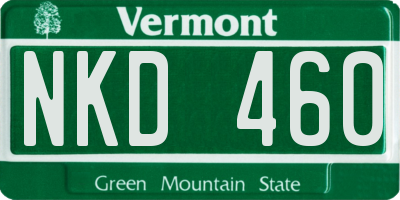 VT license plate NKD460
