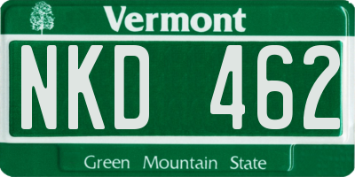 VT license plate NKD462