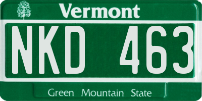 VT license plate NKD463