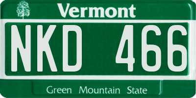 VT license plate NKD466
