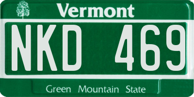VT license plate NKD469