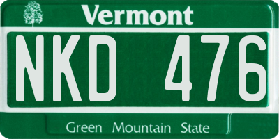 VT license plate NKD476