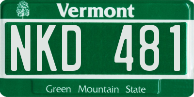 VT license plate NKD481
