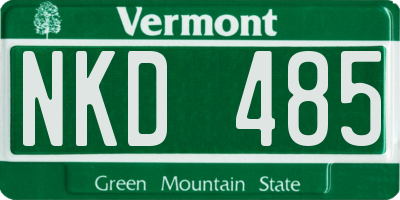 VT license plate NKD485