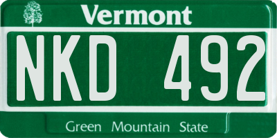 VT license plate NKD492