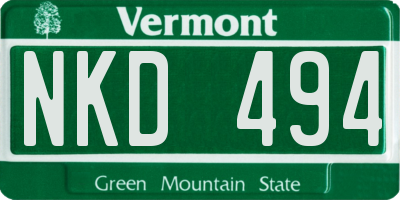 VT license plate NKD494