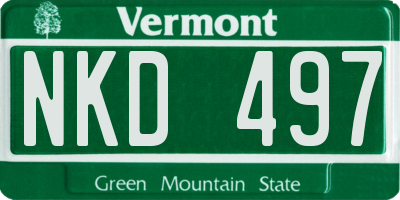 VT license plate NKD497