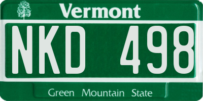 VT license plate NKD498