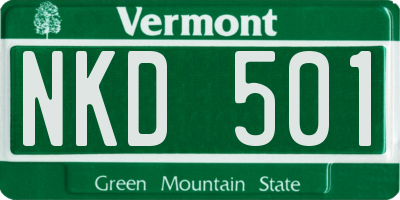 VT license plate NKD501