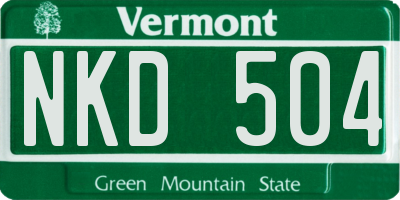 VT license plate NKD504