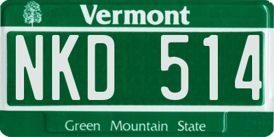 VT license plate NKD514
