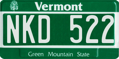 VT license plate NKD522
