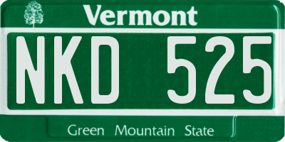 VT license plate NKD525