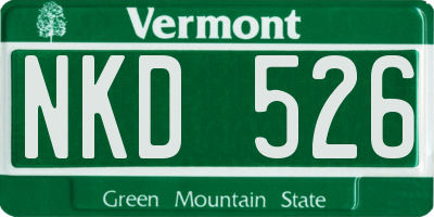 VT license plate NKD526