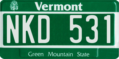 VT license plate NKD531