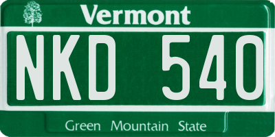 VT license plate NKD540