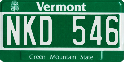 VT license plate NKD546