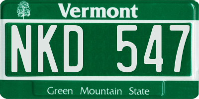 VT license plate NKD547