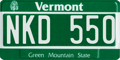 VT license plate NKD550