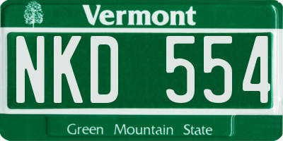 VT license plate NKD554