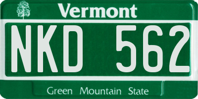 VT license plate NKD562