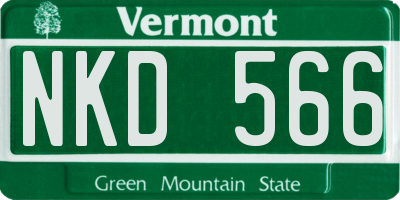 VT license plate NKD566