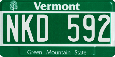 VT license plate NKD592