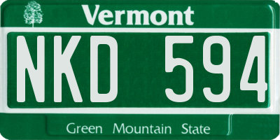VT license plate NKD594