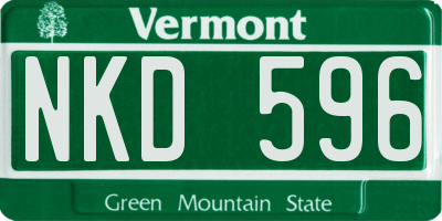 VT license plate NKD596