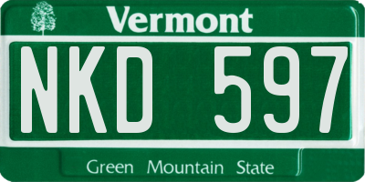 VT license plate NKD597