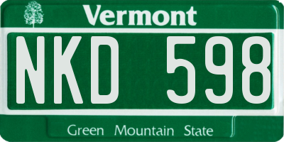 VT license plate NKD598