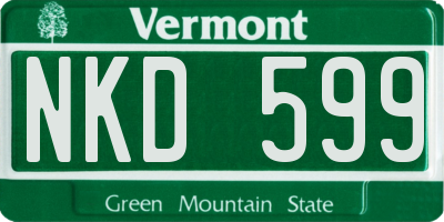 VT license plate NKD599