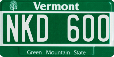 VT license plate NKD600