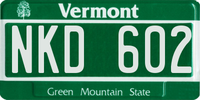 VT license plate NKD602