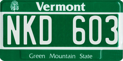 VT license plate NKD603