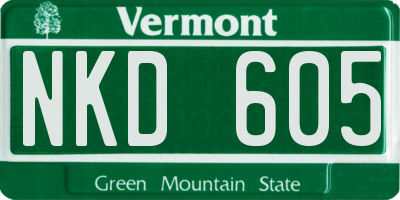 VT license plate NKD605