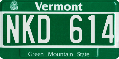 VT license plate NKD614
