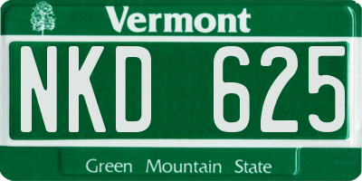 VT license plate NKD625