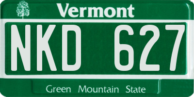 VT license plate NKD627