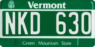 VT license plate NKD630