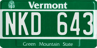 VT license plate NKD643