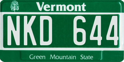 VT license plate NKD644