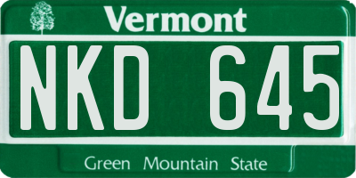 VT license plate NKD645