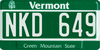VT license plate NKD649