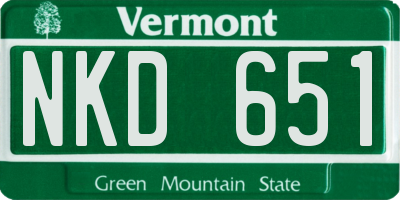 VT license plate NKD651
