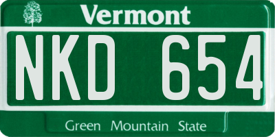 VT license plate NKD654